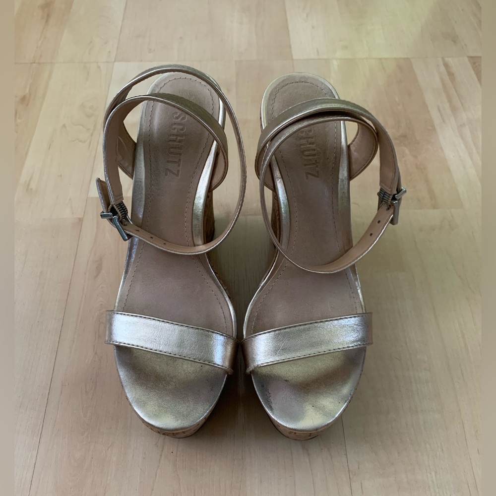 SCHUTZ Gold Strappy Women's Sandals